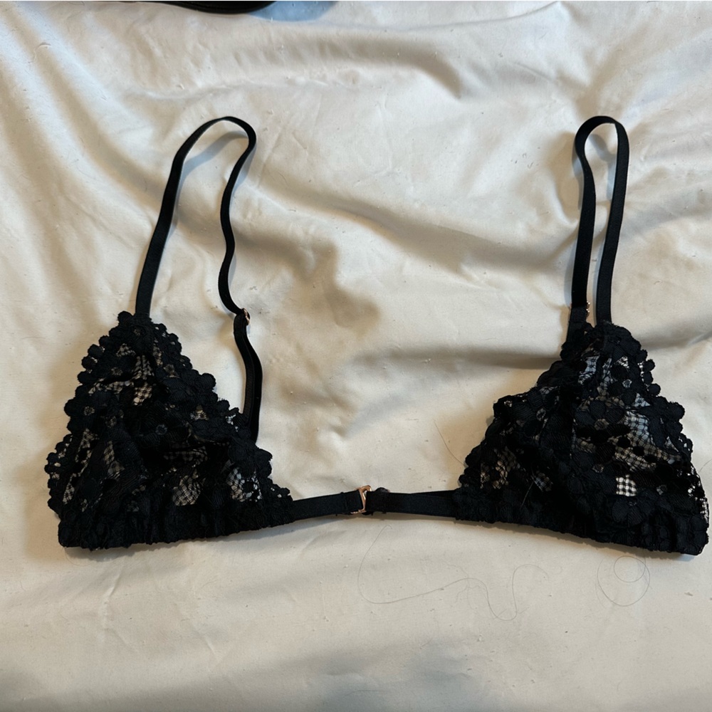 Savage X Fenty Black Front Clasp Lace Bra